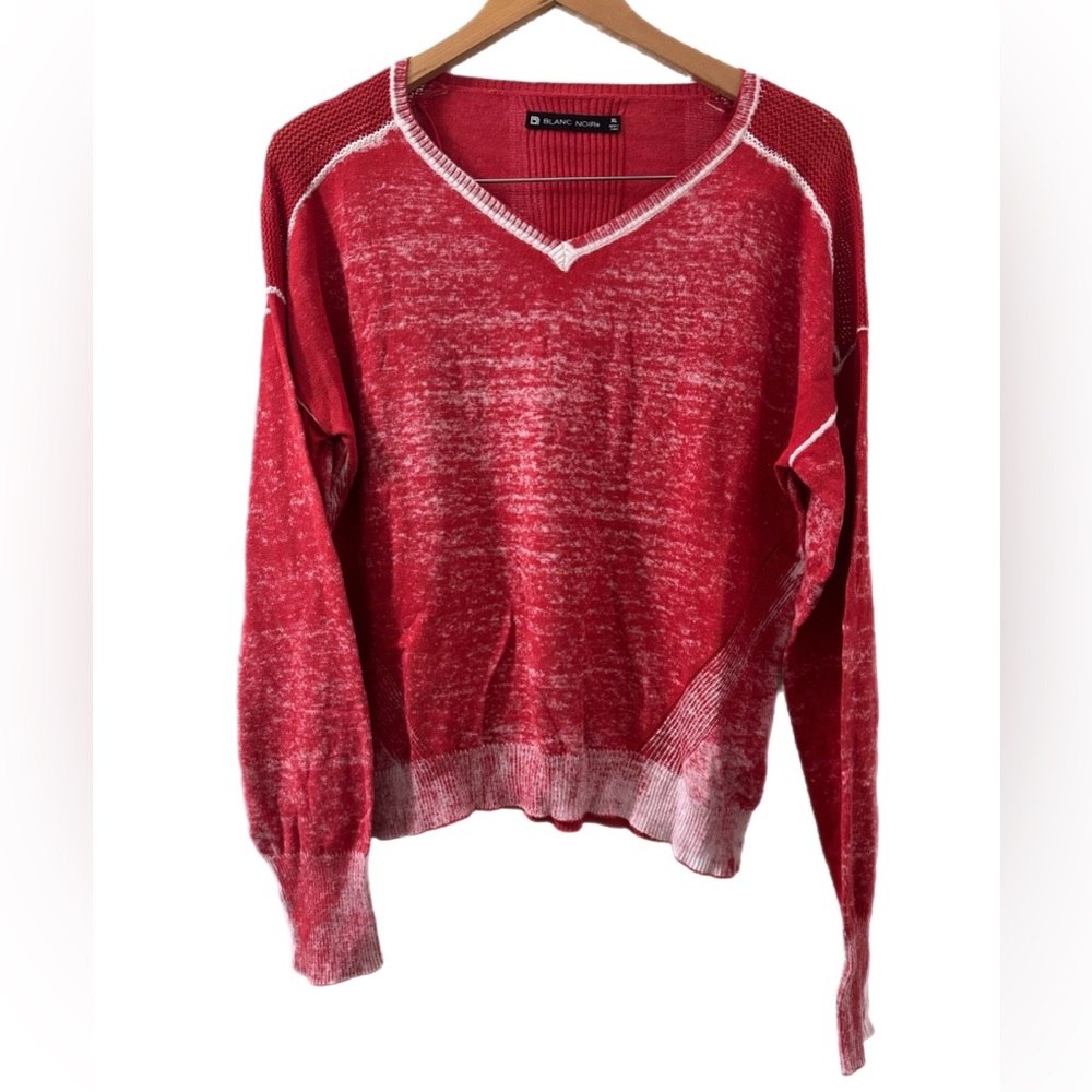 Blanc Noir Red Textured Knit Top